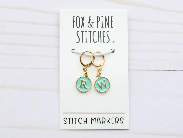Stitch Markers Teal Right & Wrong Side from Fox & Pine Stitches